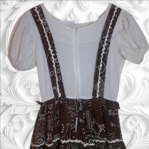 German Dirndl Brown White Octoberfest Dress - Picture 4 of 4